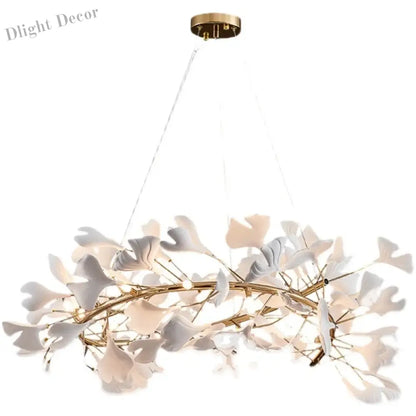 Exquisite Porcelain Leaves Chandeliers - Luxury LED Pendant Lights for Living Room, Bedroom, Hotel, and Restaurant Decor with Ginkgo Branch Lamp Design