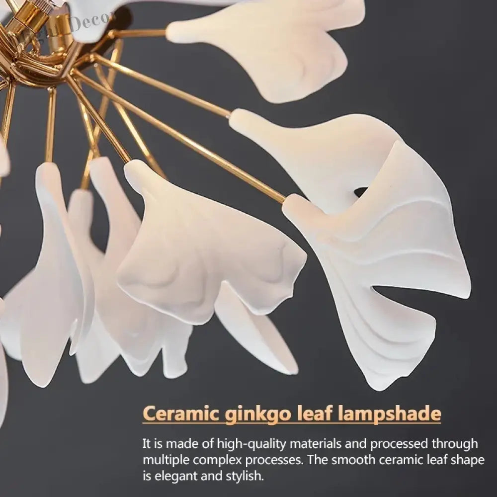 Exquisite Porcelain Leaves Chandeliers - Luxury LED Pendant Lights for Living Room, Bedroom, Hotel, and Restaurant Decor with Ginkgo Branch Lamp Design