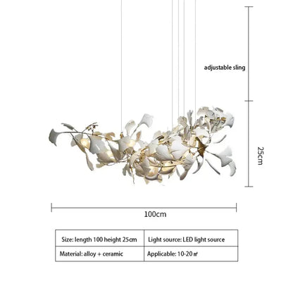 Exquisite Porcelain Leaves Chandeliers - Luxury LED Pendant Lights for Living Room, Bedroom, Hotel, and Restaurant Decor with Ginkgo Branch Lamp Design