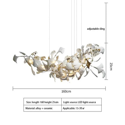 Exquisite Porcelain Leaves Chandeliers - Luxury LED Pendant Lights for Living Room, Bedroom, Hotel, and Restaurant Decor with Ginkgo Branch Lamp Design