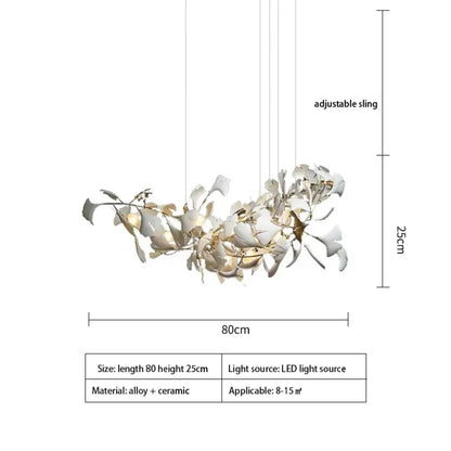 Exquisite Porcelain Leaves Chandeliers - Luxury LED Pendant Lights for Living Room, Bedroom, Hotel, and Restaurant Decor with Ginkgo Branch Lamp Design