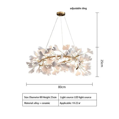 Exquisite Porcelain Leaves Chandeliers - Luxury LED Pendant Lights for Living Room, Bedroom, Hotel, and Restaurant Decor with Ginkgo Branch Lamp Design