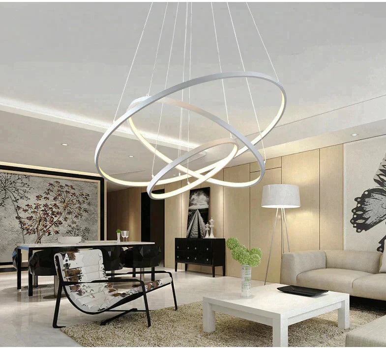 Acrylic and Aluminum Cascading Circle Pendant Light