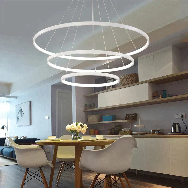 Acrylic and Aluminum Cascading Circle Pendant Light