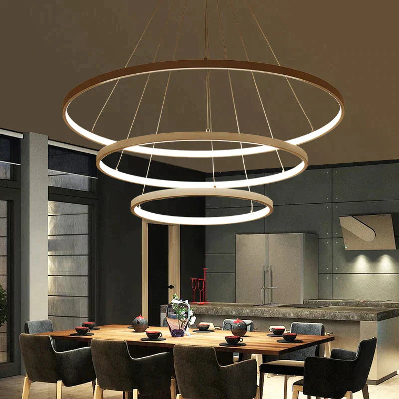 Acrylic and Aluminum Cascading Circle Pendant Light