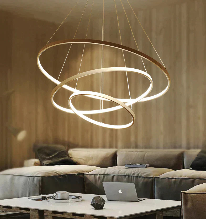 Acrylic and Aluminum Cascading Circle Pendant Light