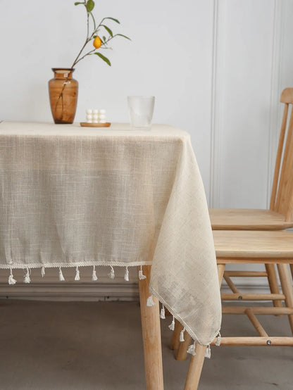 Linen Tablecloth for Rectangle Tables, Washable French Style Polyester Table Cloths for Indoor, Outdoor Dining, and Party Decor