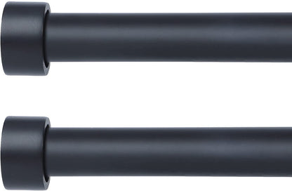2 Pack Black Adjustable Curtain Rods with End Cap Design Finials,Drapery Rods of Window Treatment,1 Inch Diameter,Matte Black( 28-48 Inch)