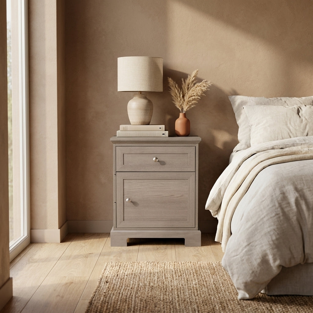 Manufactured Wood and Laminate C-PAP Nightstand, Charleston Gray