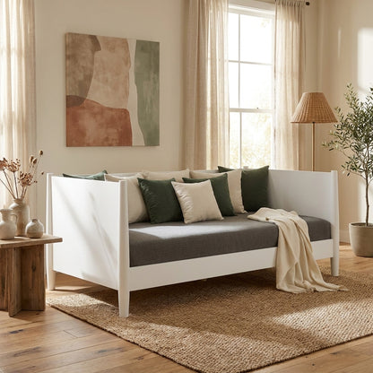 Flynn Twin Daybed in Matte White with Sculpted Slat Back