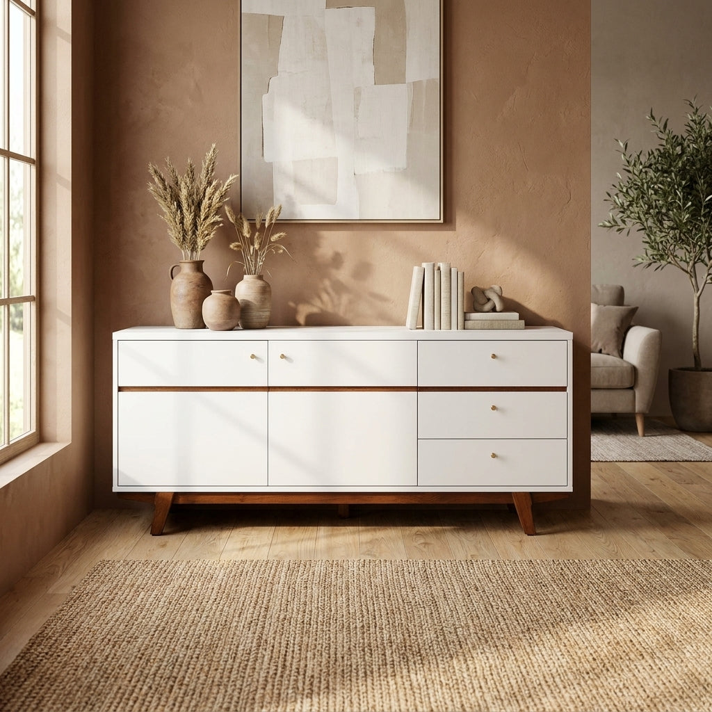 Dakota Mahogany Wood TV Console with Storage