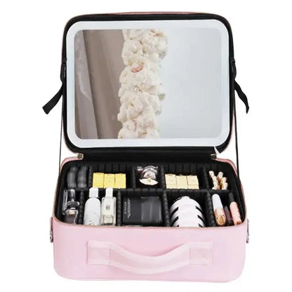 Smart LED Cosmetic Case with Mirror - Fashionable Travel Makeup Bag