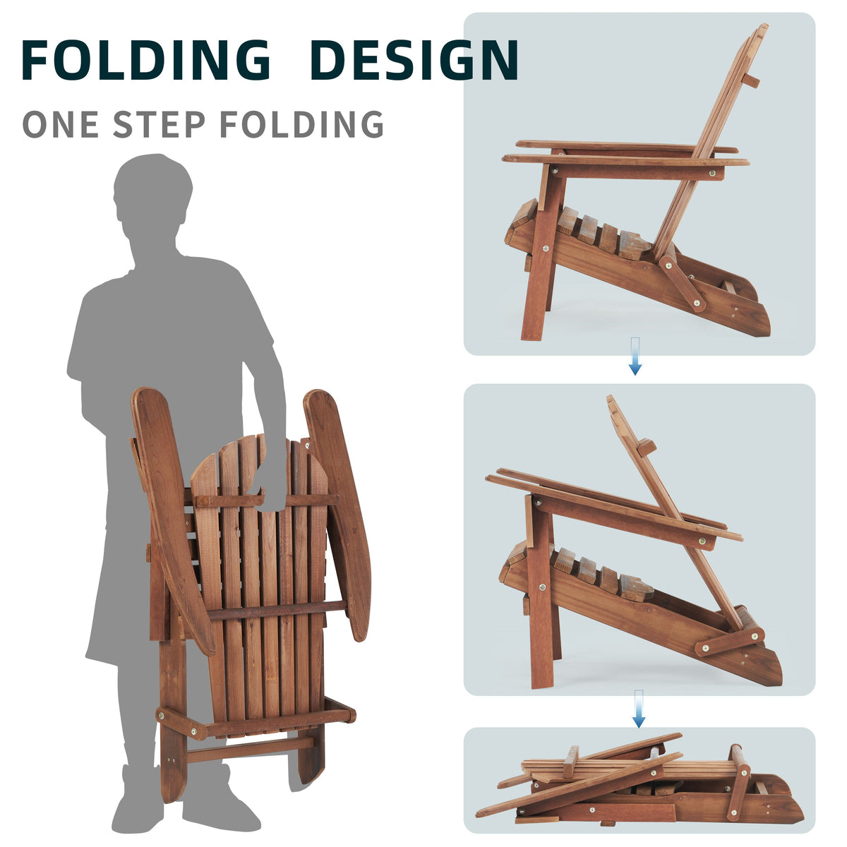 Hemlock Wood Outdoor Folding Adirondack Chair Set of 2