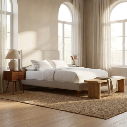 Britney Bed, Light Grey Linen