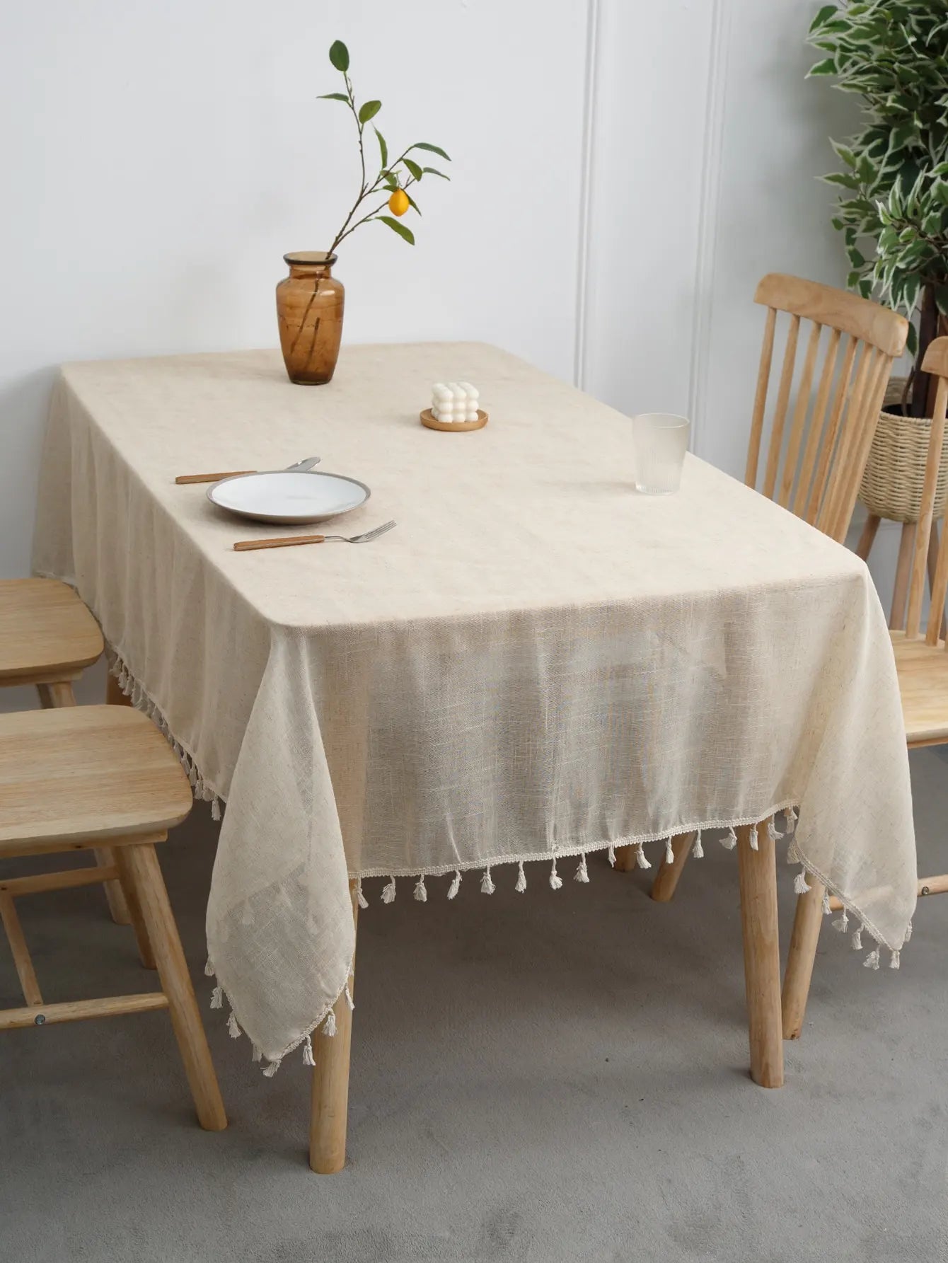 Linen Tablecloth for Rectangle Tables, Washable French Style Polyester Table Cloths for Indoor, Outdoor Dining, and Party Decor