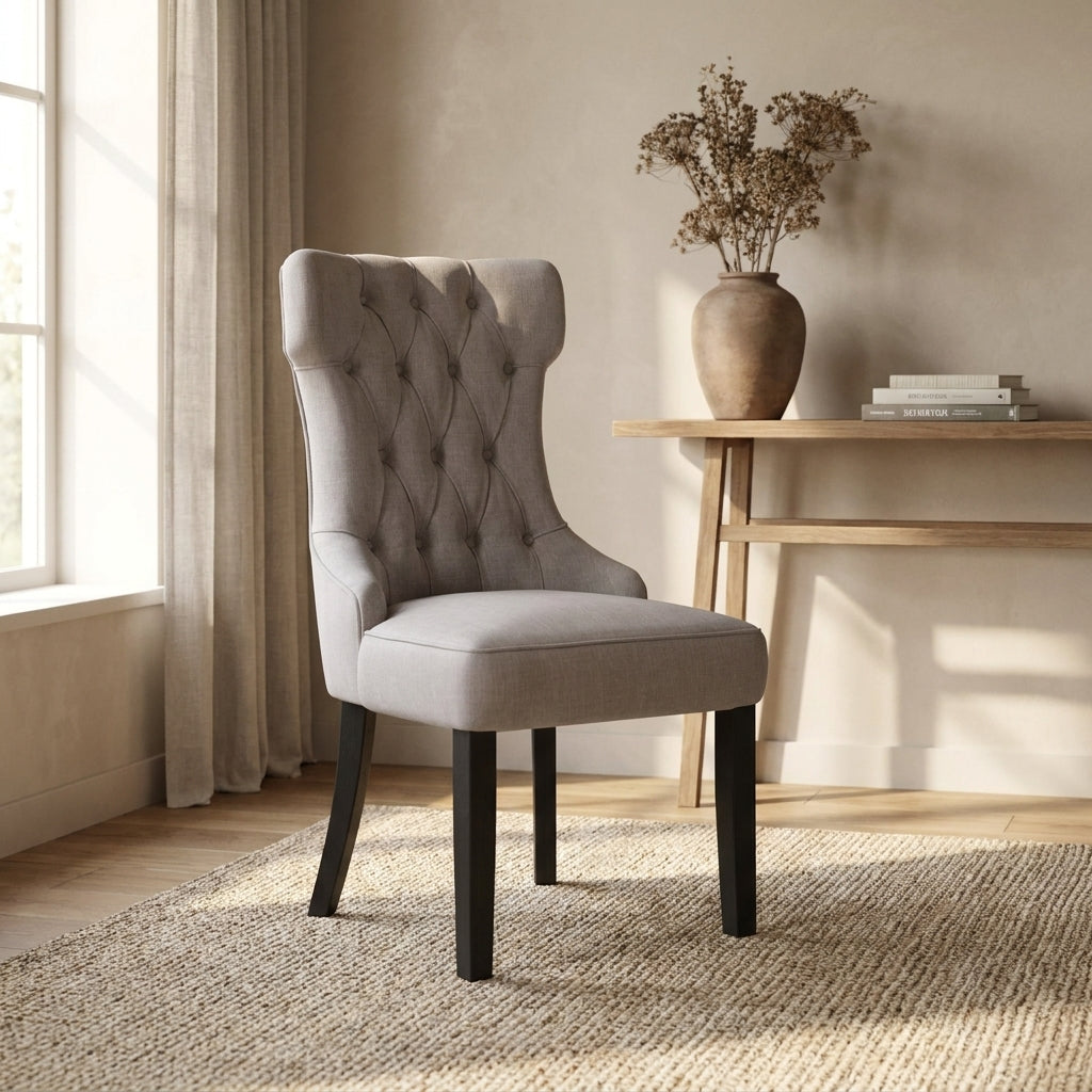 Manchester Upholstered Side Chairs, Light Grey/Black