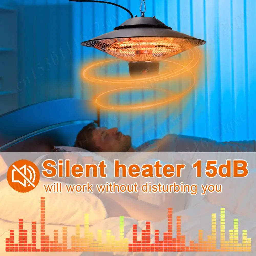 1500W Ceiling Mounted Electric Patio Heater with Remote Control, LED Light, Indoor/Outdoor Space-Saving Design, Energy Efficient