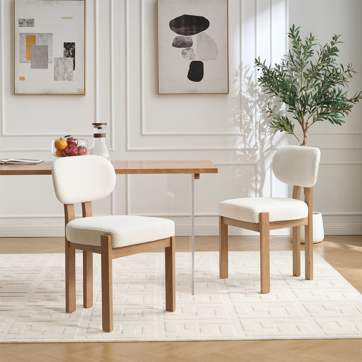 Dining Chairs with Ergonomic Backrest and Adjustable Feet - Set of 2
