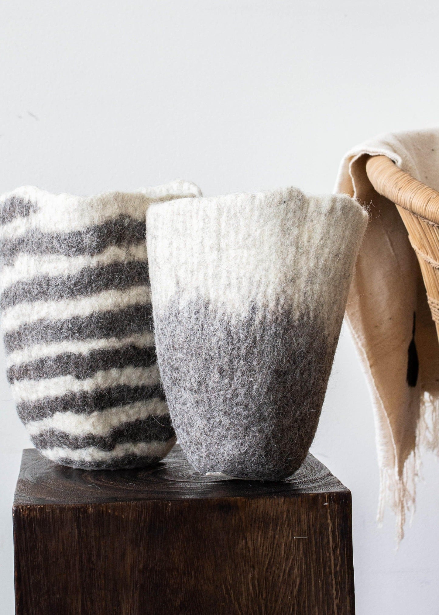 Hand-Felted Woven Wool Table Vase