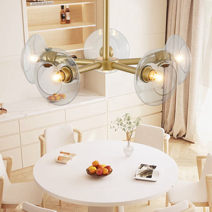 Modern Gold 5-Light Sputnik Chandelier with Clear Glass Shades - 26"