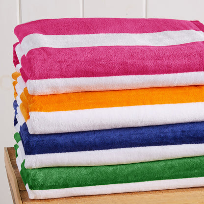 Cotton Velour Cabana Stripe Beach Towel - Novia Collection.
