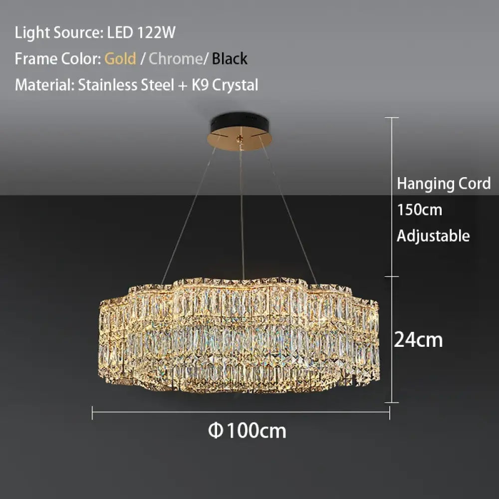 Flower Wave Crystal Luxury Ceiling Chandeliers - Modern LED Lustre Hanging Lamps for Dining Room