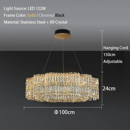 Flower Wave Crystal Luxury Ceiling Chandeliers - Modern LED Lustre Hanging Lamps for Dining Room