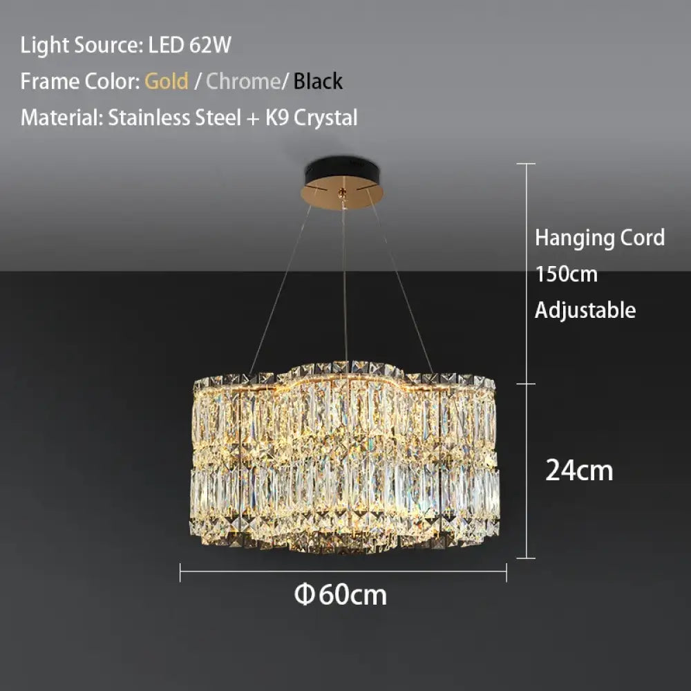 Flower Wave Crystal Luxury Ceiling Chandeliers - Modern LED Lustre Hanging Lamps for Dining Room