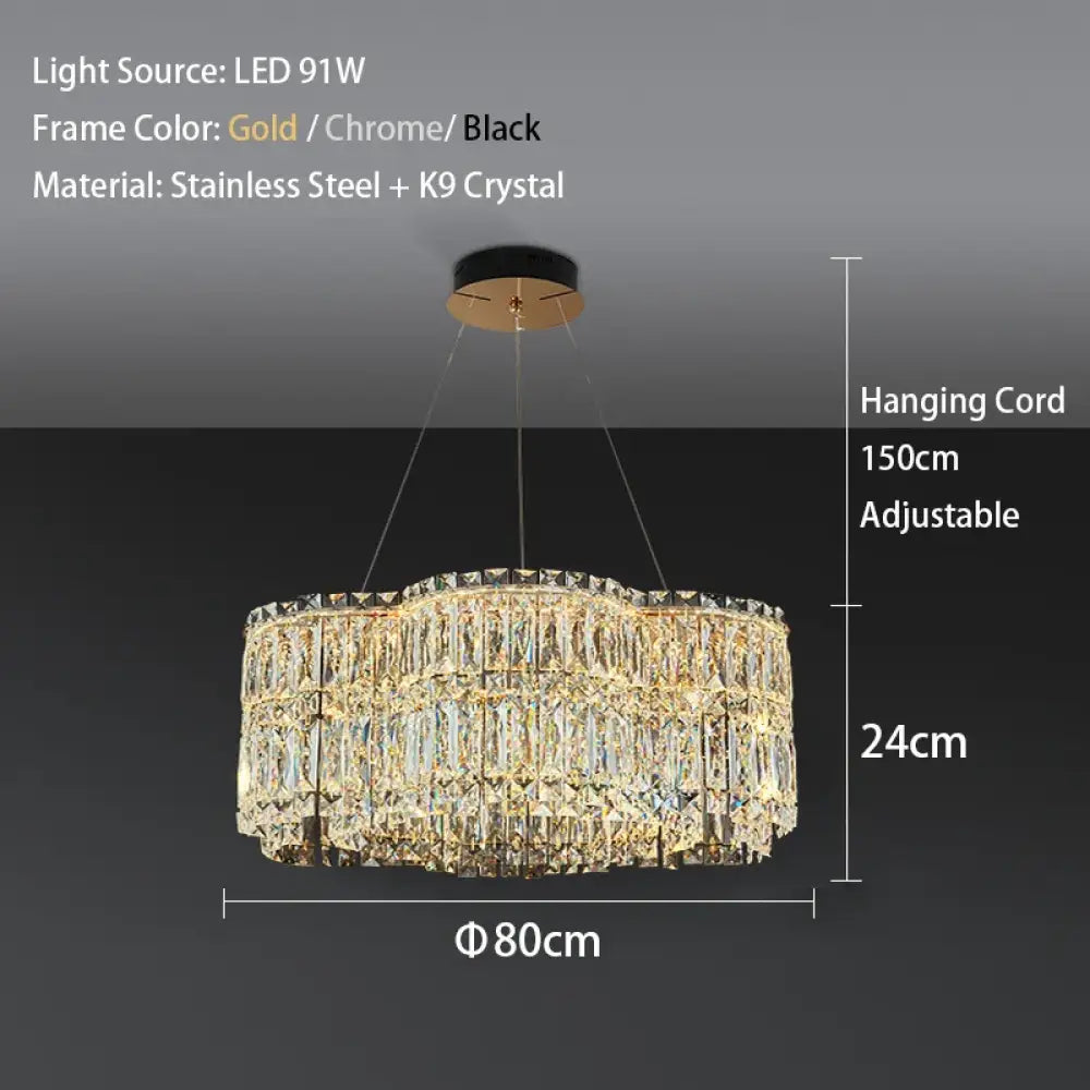 Flower Wave Crystal Luxury Ceiling Chandeliers - Modern LED Lustre Hanging Lamps for Dining Room