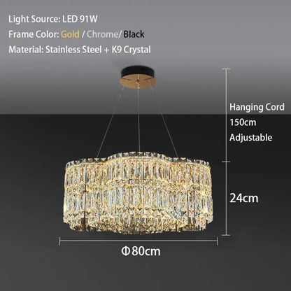 Flower Wave Crystal Luxury Ceiling Chandeliers - Modern LED Lustre Hanging Lamps for Dining Room
