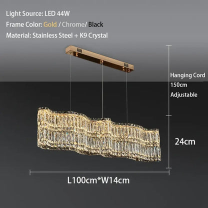 Flower Wave Crystal Luxury Ceiling Chandeliers - Modern LED Lustre Hanging Lamps for Dining Room