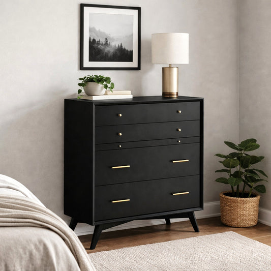 Matte Black Chest of Drawers with Flexible Storage