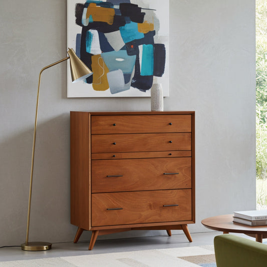 Solid Mahogany Flynn Chest, Chestnut | Mid-Century Master Suite
