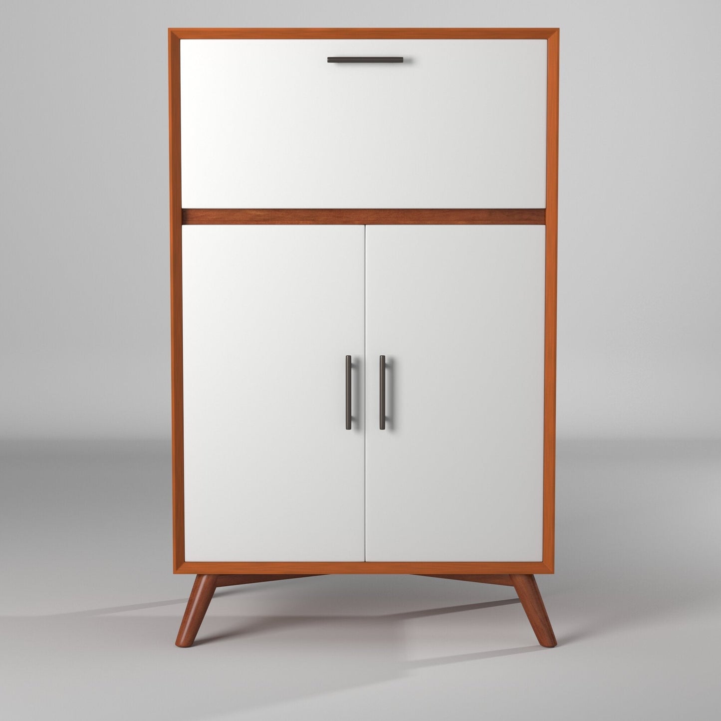 Flynn Large Bar Cabinet, Chestnut/White