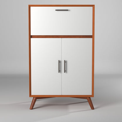 Flynn Large Bar Cabinet, Chestnut/White