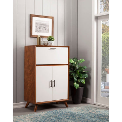 Flynn Large Bar Cabinet, Chestnut/White