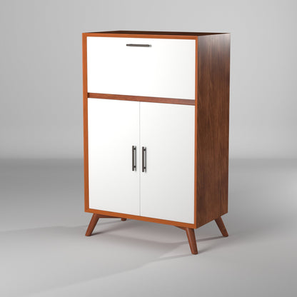 Flynn Large Bar Cabinet, Chestnut/White