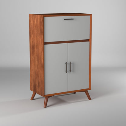 Flynn Large Bar Cabinet, Chestnut/White