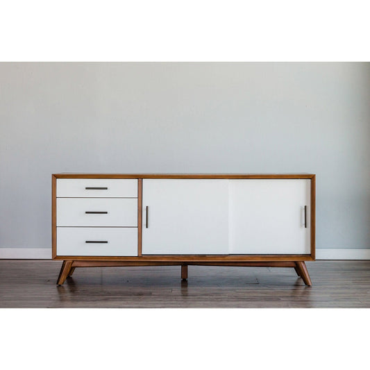 Flynn Large TV Console, Chestnut/White
