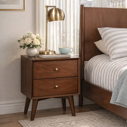 Walnut Flynn Nightstand: Mid-Century Bedroom Storage