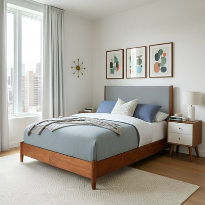 Flynn Panel Bed, Chestnut/Grey