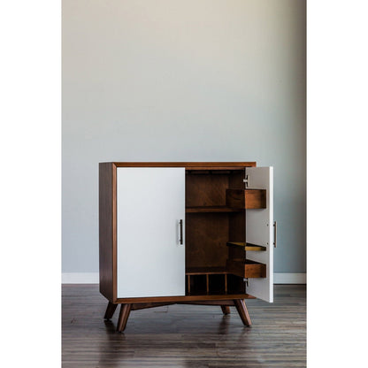 Flynn Small Bar Cabinet, Chestnut/White