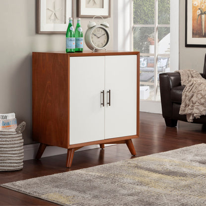 Flynn Small Bar Cabinet, Chestnut/White