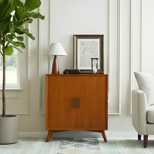 Solid Mahogany Flynn Small Bar Cabinet, Chestnut