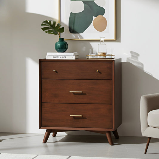 Walnut Flynn Small Chest, 5-Drawer Storage for Bedrooms