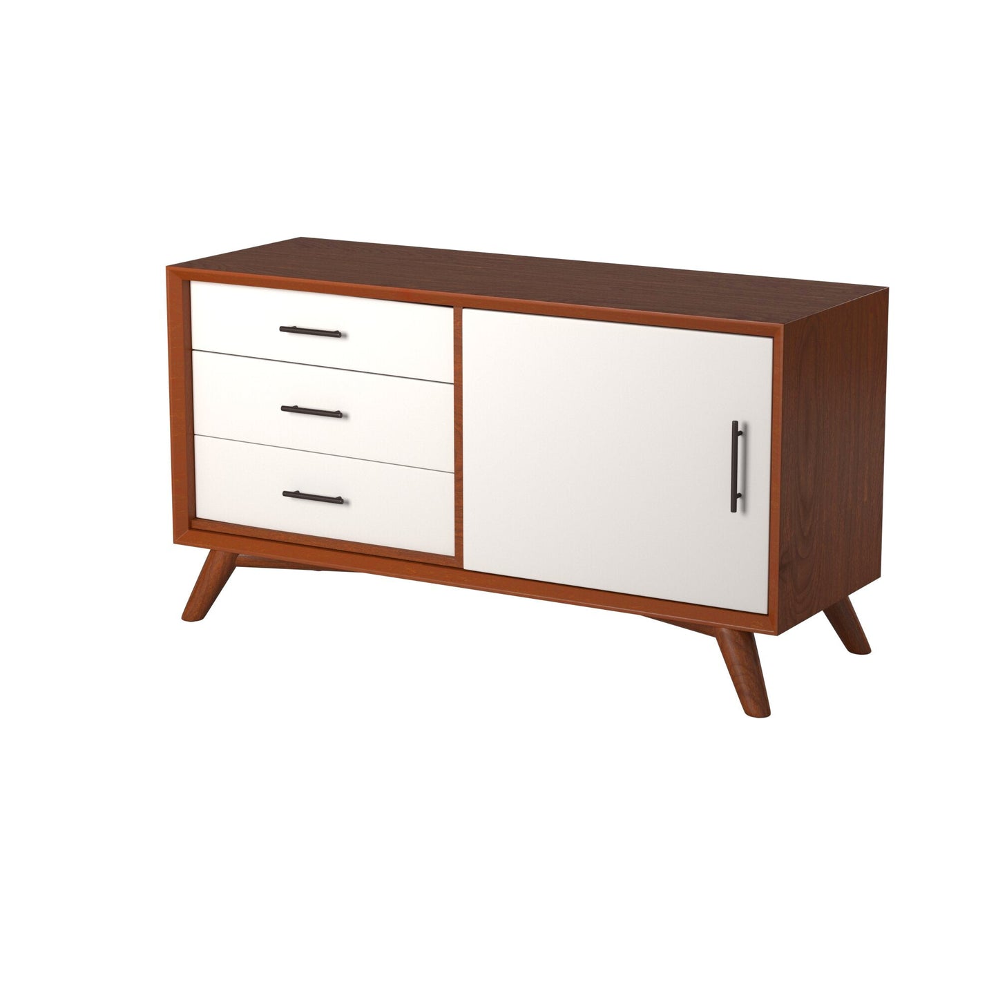 Flynn Small TV Console, Chestnut/White