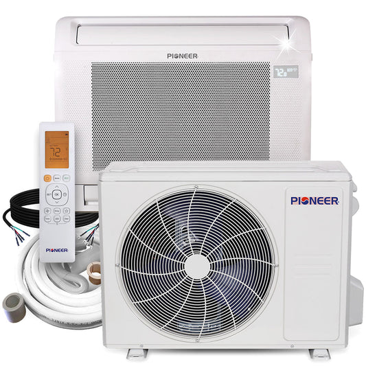 Pioneer Quantum Ultra 16,000 BTU 23.8 SEER2 230V Floor/Low-Wall Mounted Console Ductless Mini-Split Air Conditioner Inverter Heat Pump Full Set