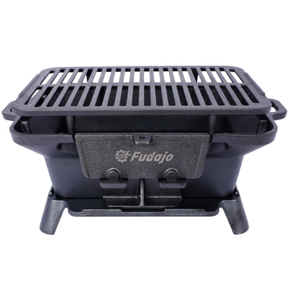Oval Cast Iron Grill with Enamel Coating - Charcoal Tabletop Skillet