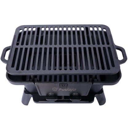Oval Cast Iron Grill with Enamel Coating - Charcoal Tabletop Skillet