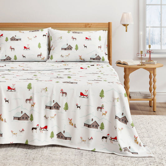 Turkish Cotton Christmas Flannel Sheet | Whittaker Collection